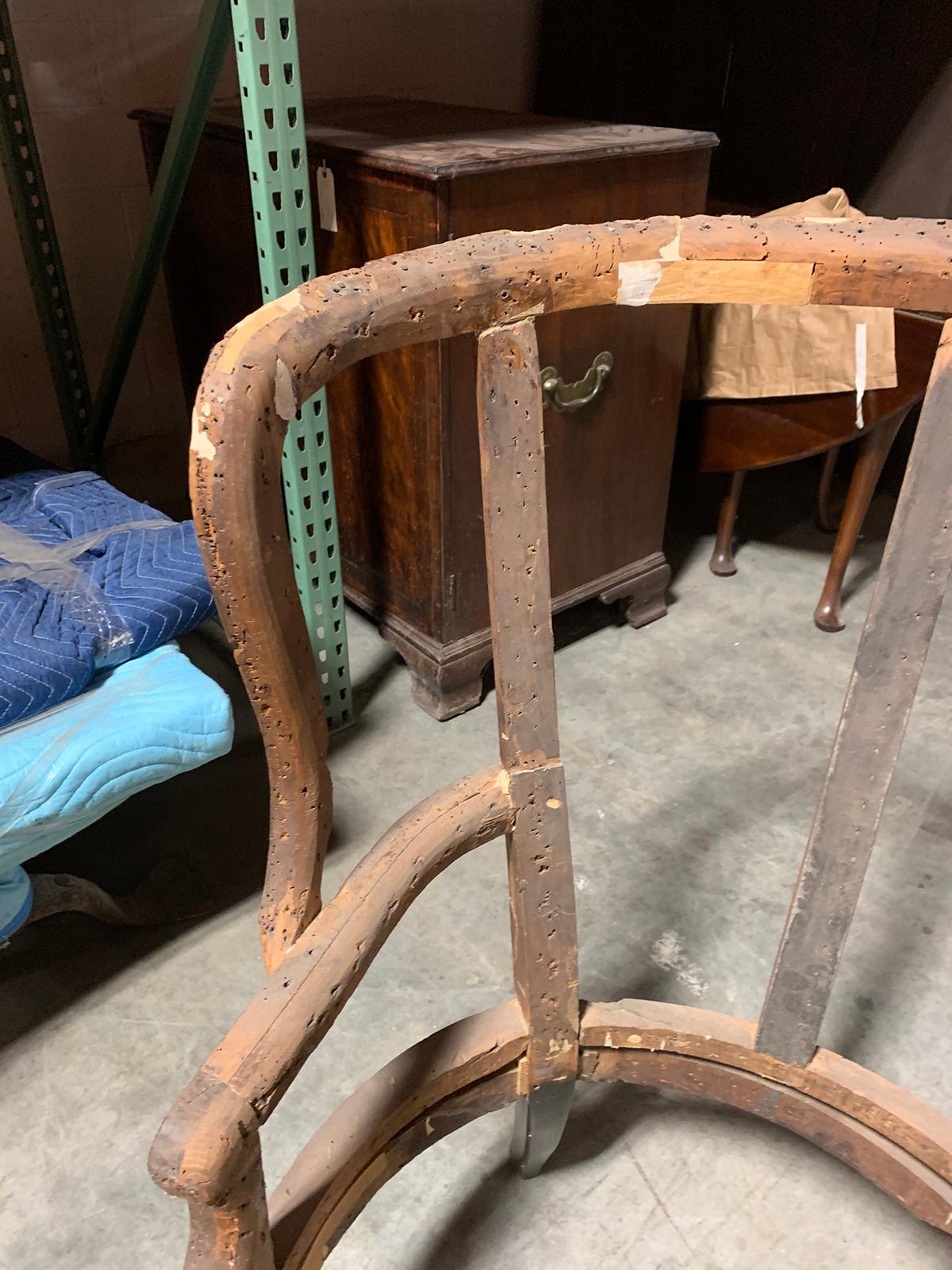 Large Scale 18th-19th Century English Barrel Wingback Chair Frame For Sale 5