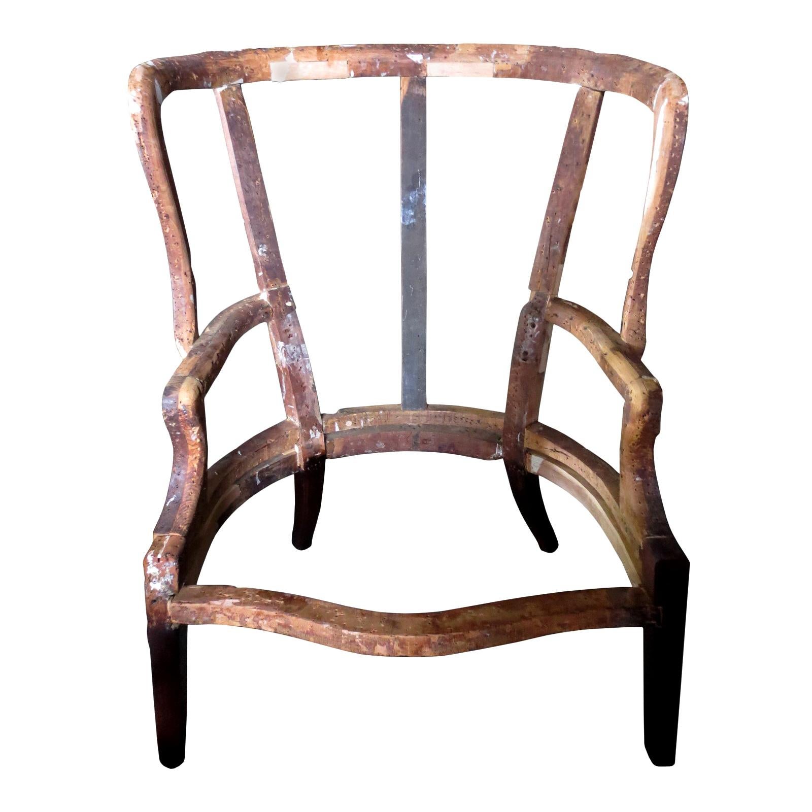 Large Scale 18th-19th Century English Barrel Wingback Chair Frame For Sale