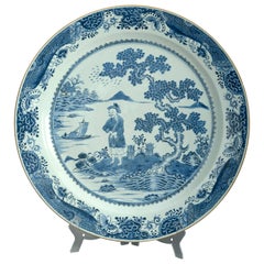 Large Scale 18th Century Chinese Export Blue & White Porcelain Charger