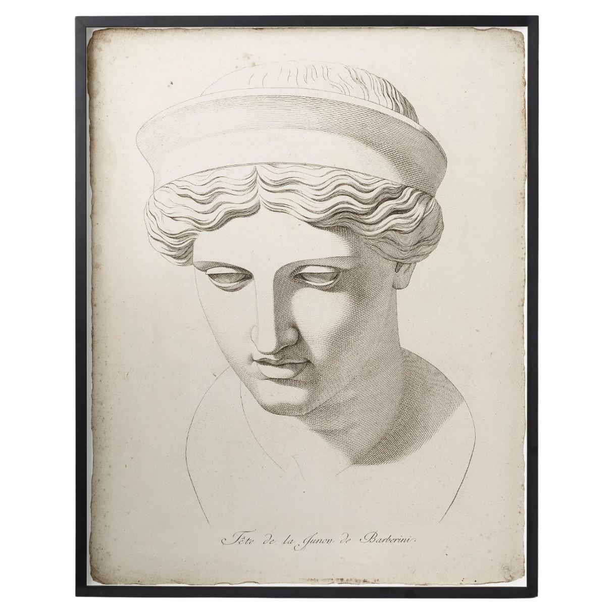 Large scale 18th Century Engraving of the Goddess Juno For Sale