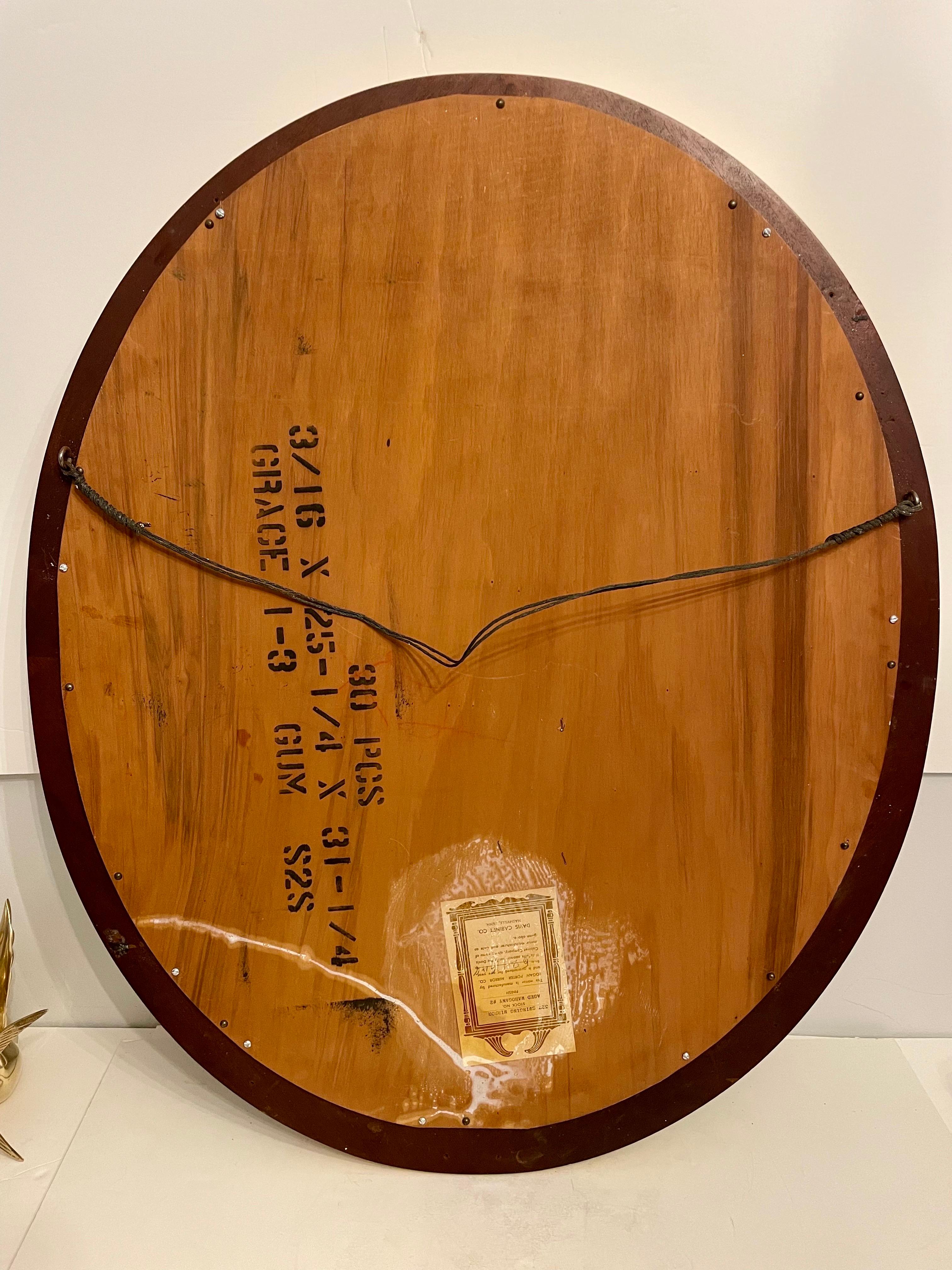 Large Scale 1940's Gilt Oval Mirror For Sale 4