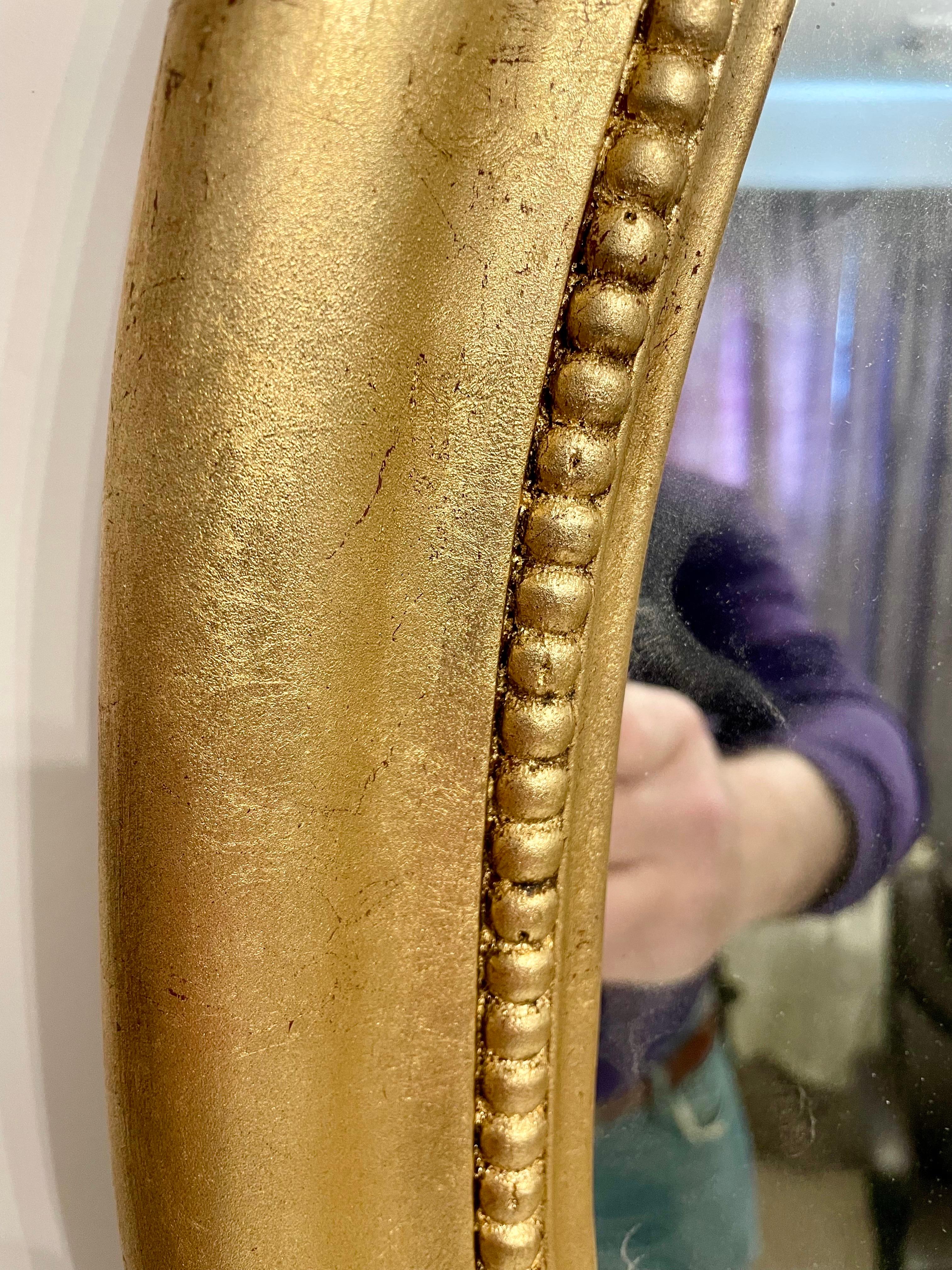 Large Scale 1940's Gilt Oval Mirror In Good Condition For Sale In New York, NY