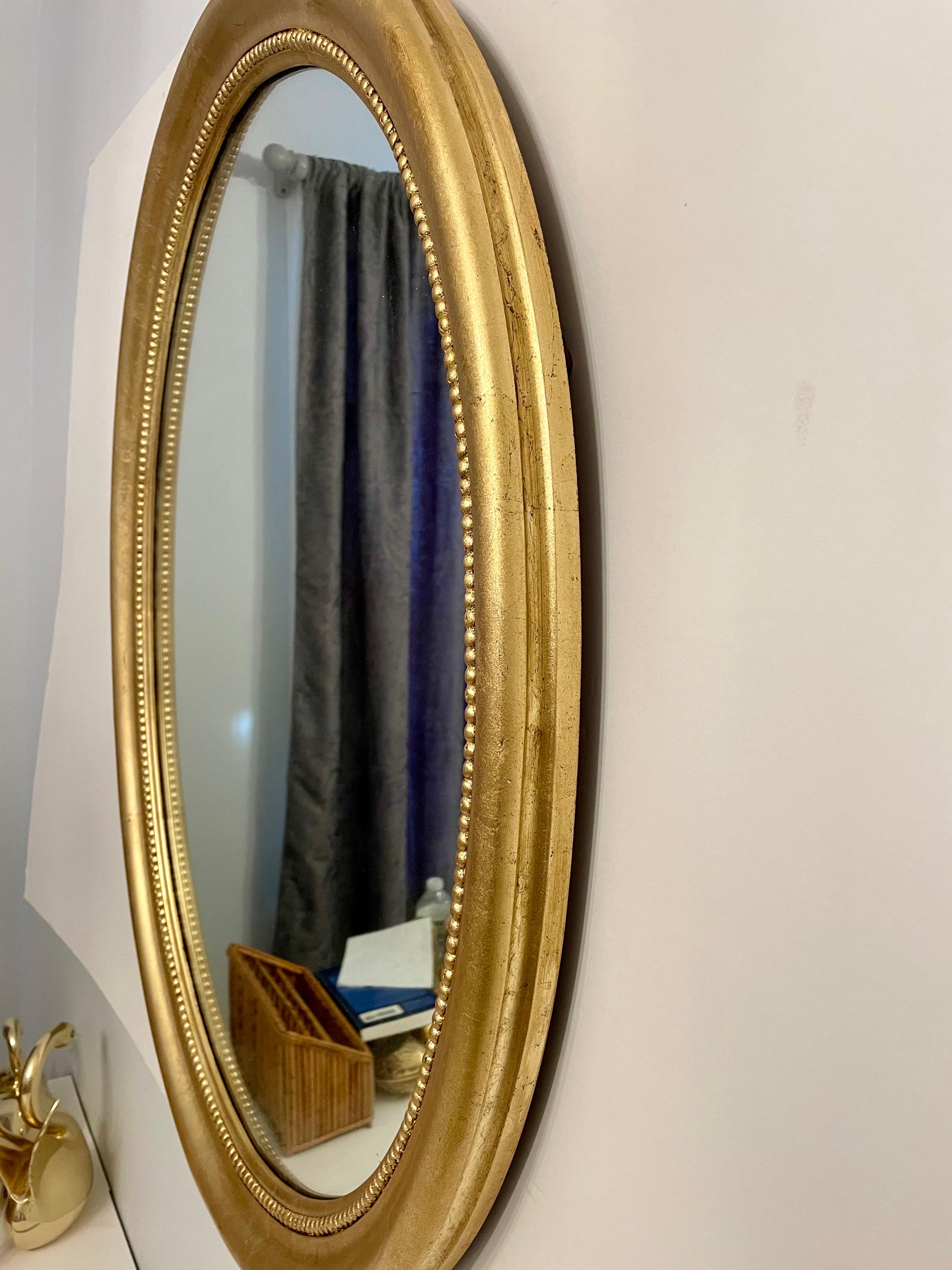 Large Scale 1940's Gilt Oval Mirror For Sale 1