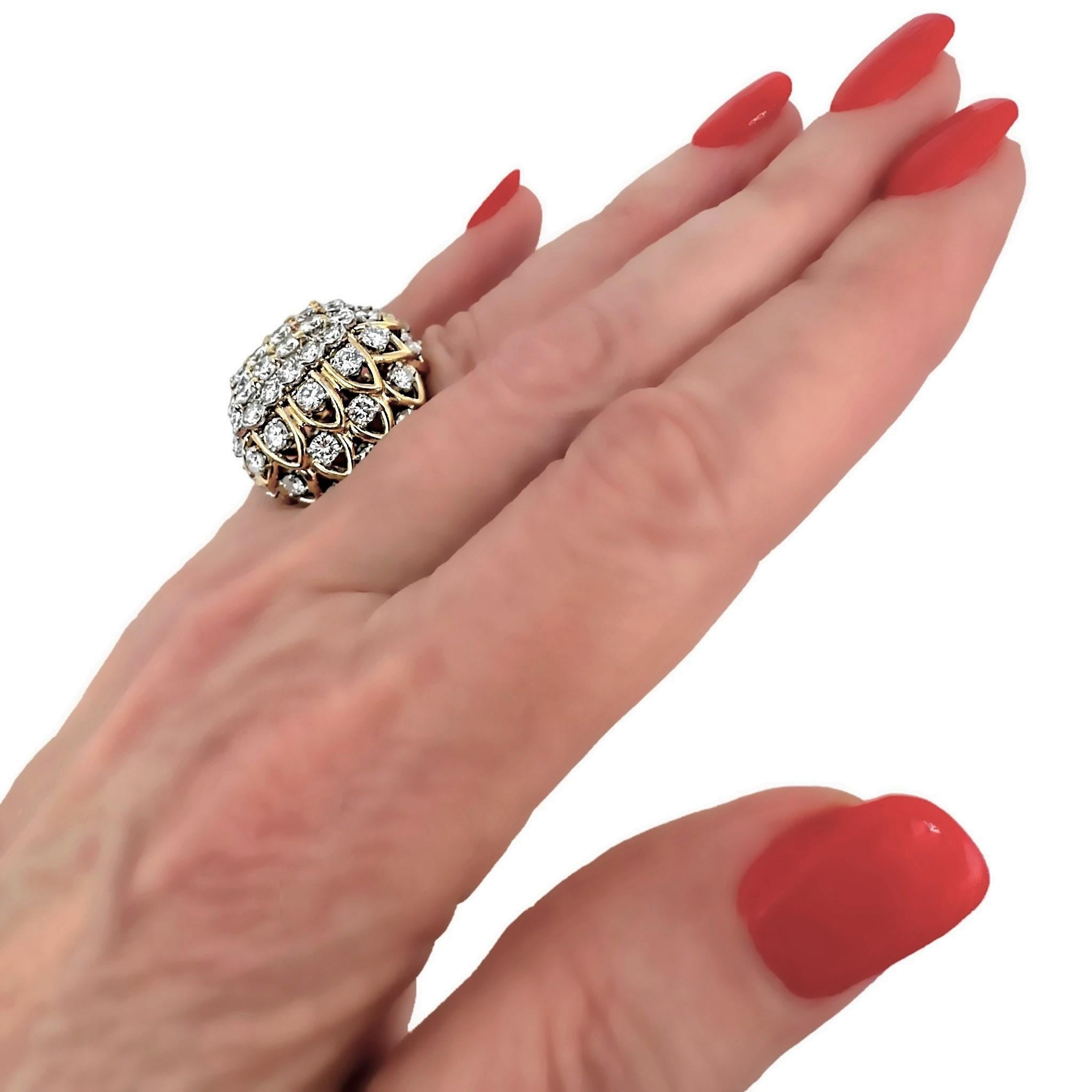 Large Scale 1970s Diamond Platinum and Gold Cocktail Ring 8.5carats Total For Sale 3