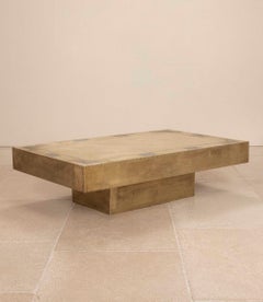 Large Scale 1970s Spanish Brass and Pewter Coffee Table