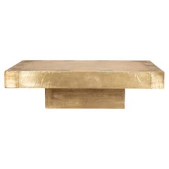 Large Scale 1970s Spanish Brass and Pewter Coffee Table