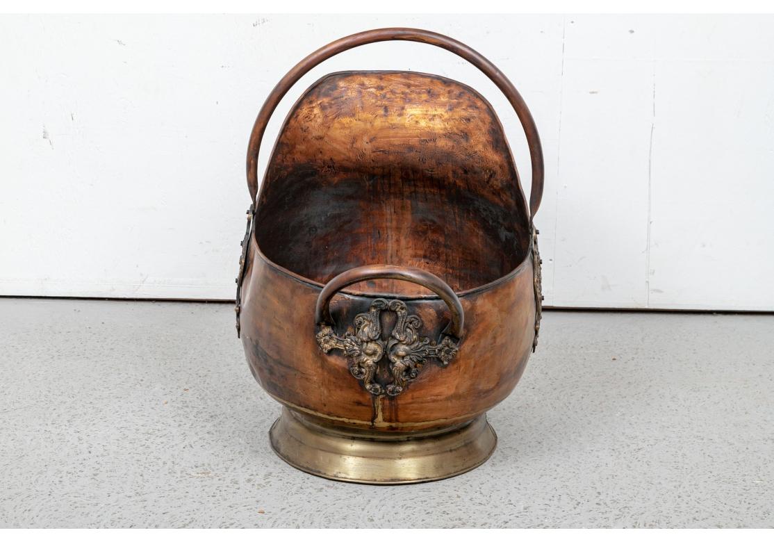 Victorian Large Scale 19th C. Copper And Brass Scuttle For Sale