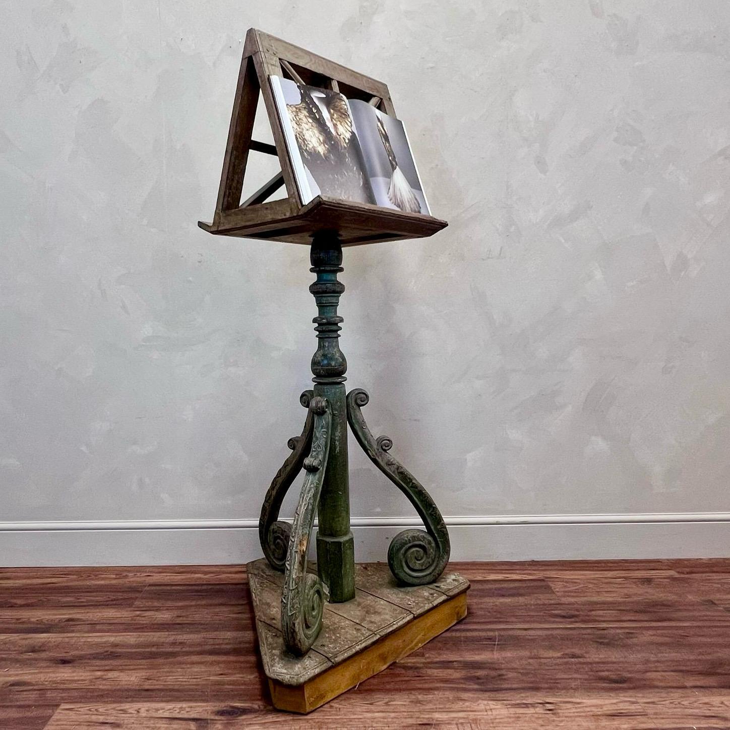 Large Scale 19th C French Lectern Original Scraped Paint 4