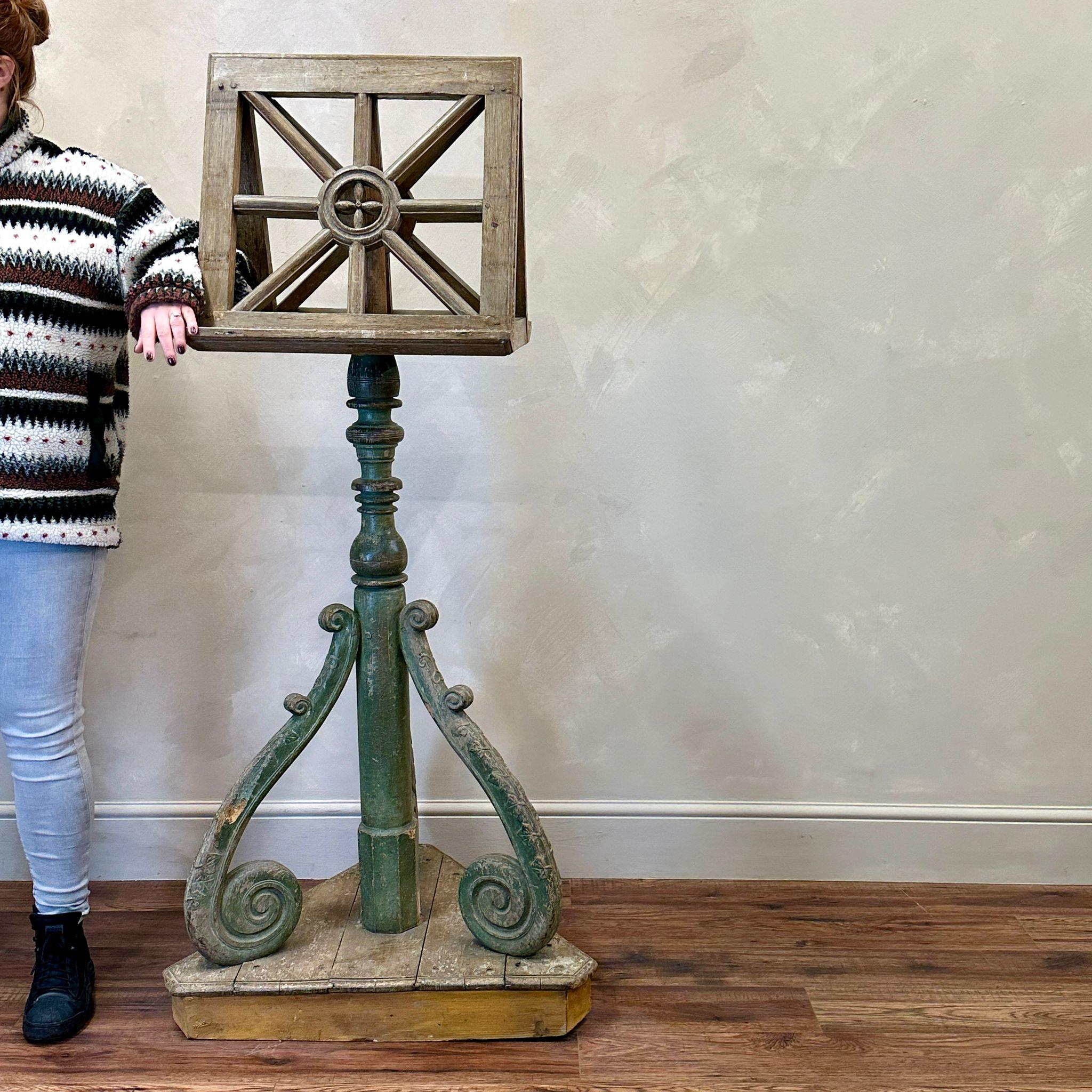 Large Scale 19th C French Lectern Original Scraped Paint  For Sale 7