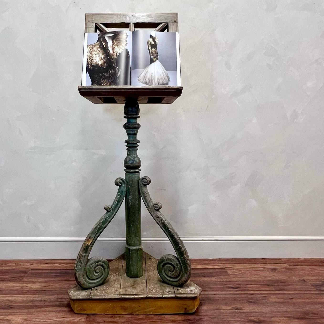 Large Scale 19th C French Lectern Original Scraped Paint 3