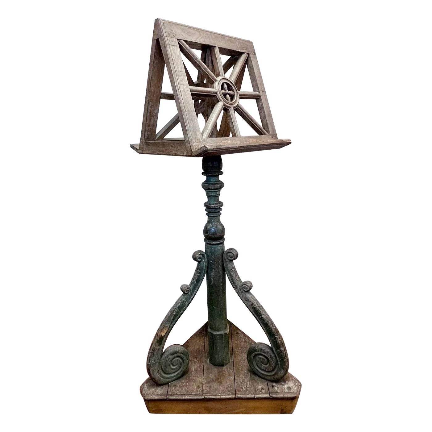 Large Scale 19th C French Lectern Original Scraped Paint