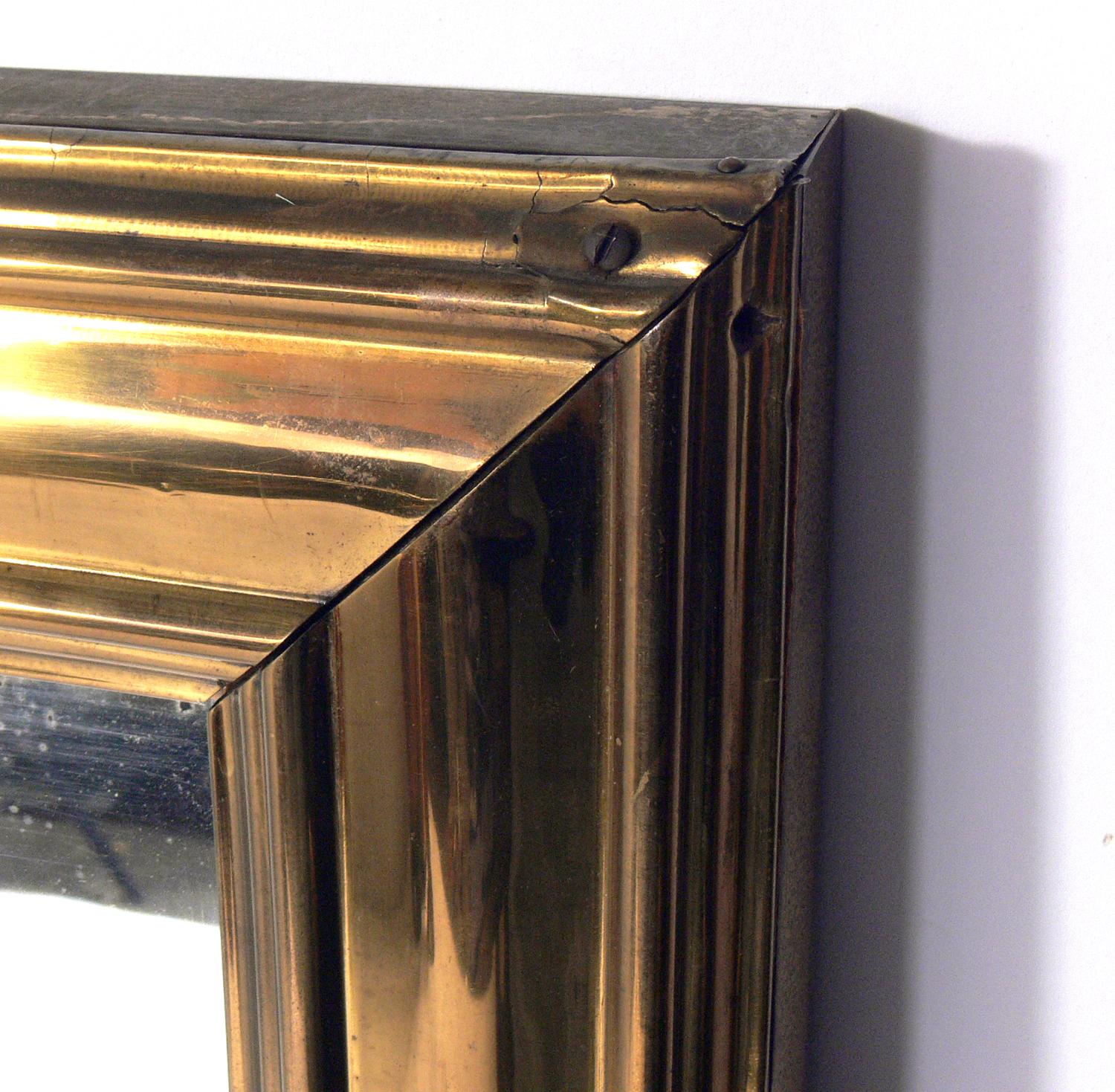Unknown Large-Scale 19th Century Brass Mirror For Sale