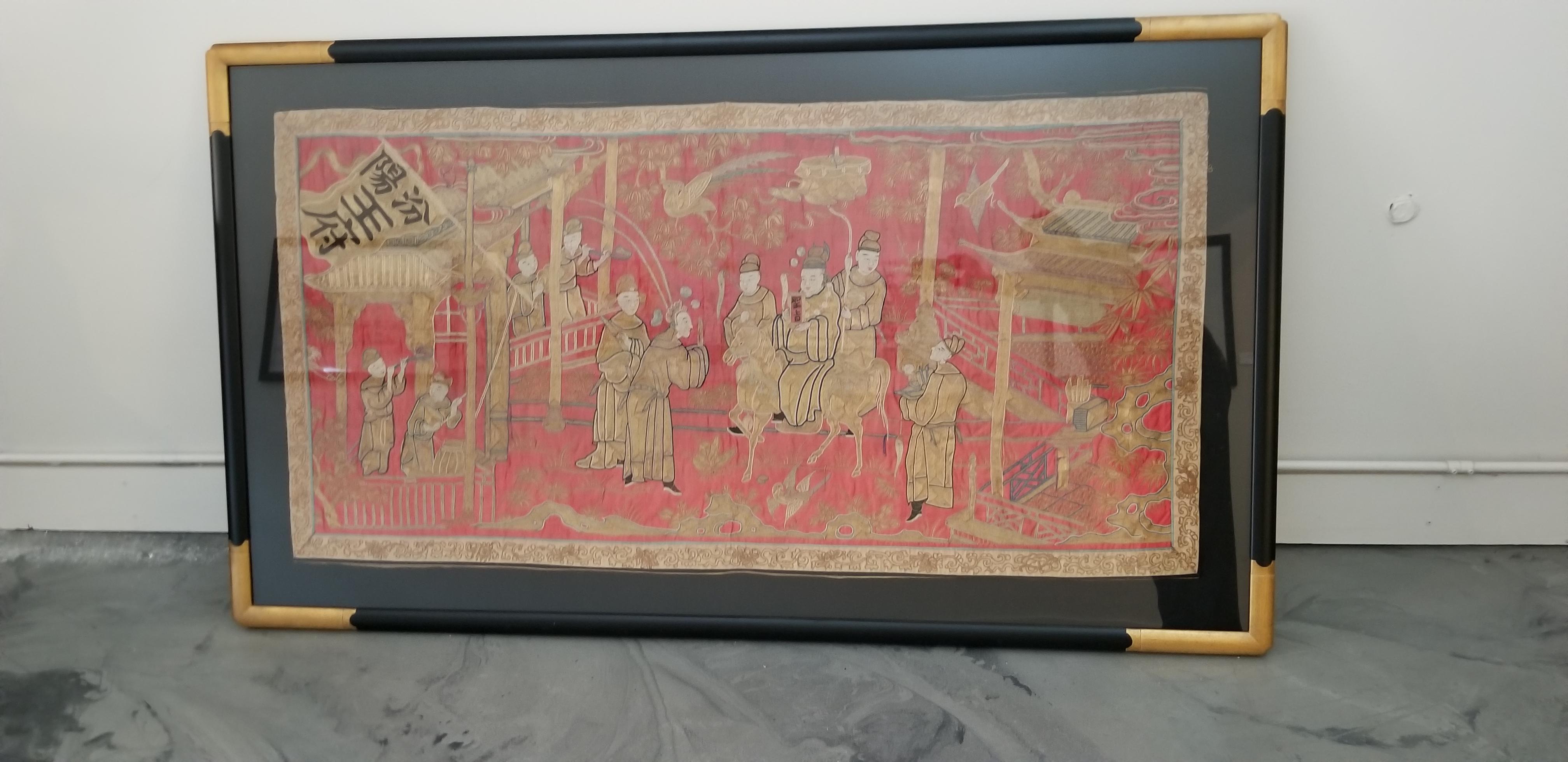Large-Scale 19th Century Chinese Embroidery Silk Tapestry 7