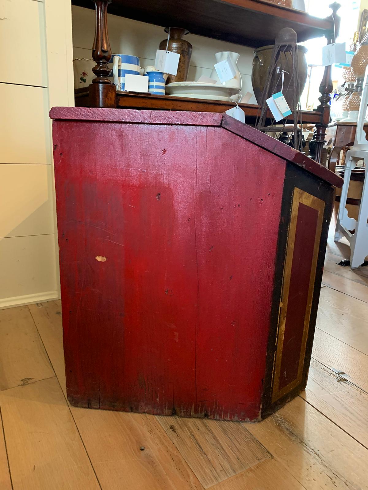 Large Scale 19th Century Chinese Red Painted Wooden Tea Box For Sale 2