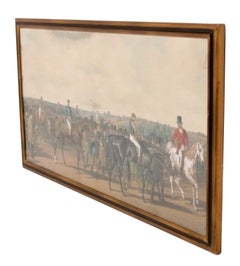 Large Scale 19th Century English Hunt Scene Lithograph 44" x 23"