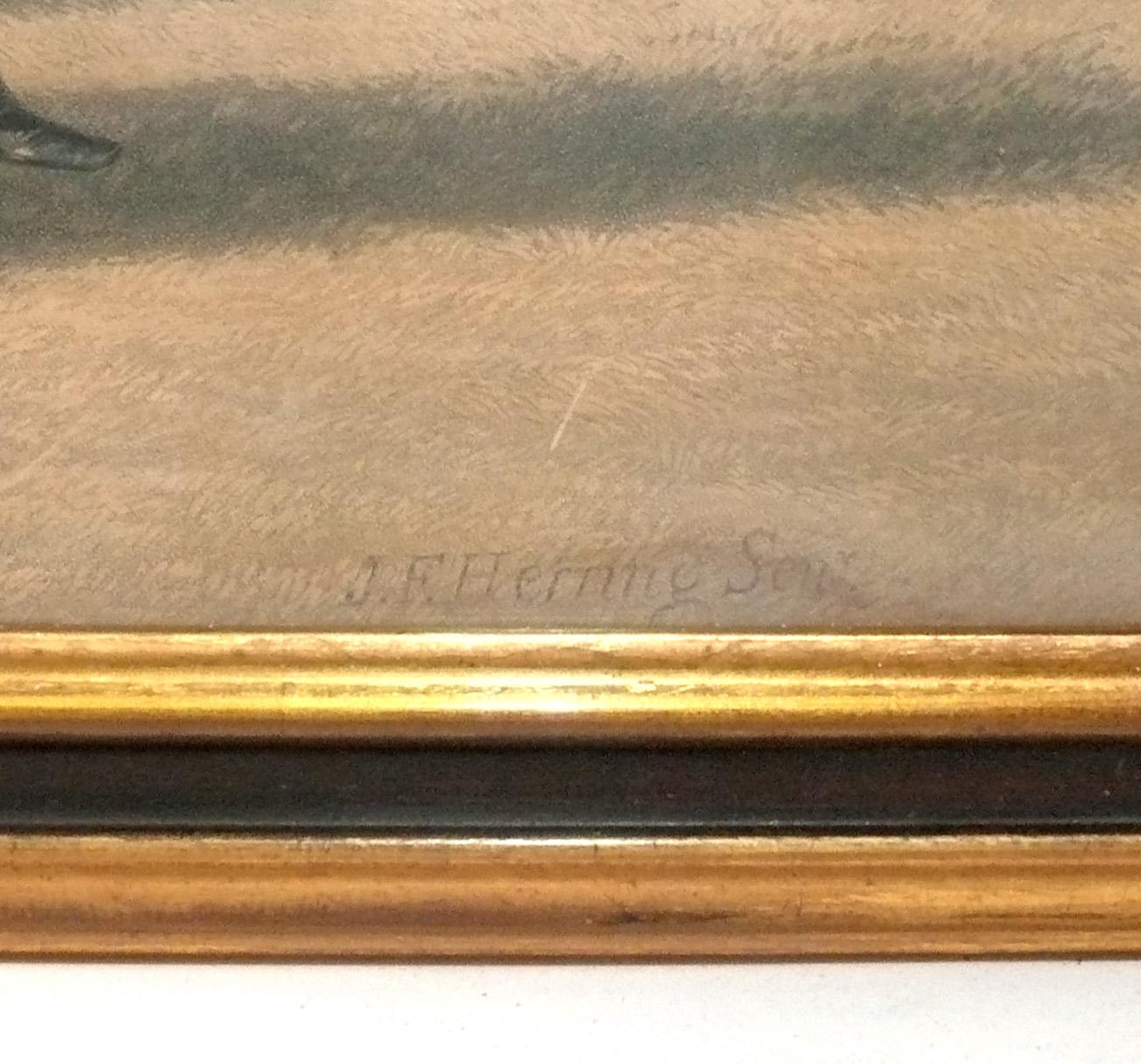 Litografía a gran escala de una escena de caza inglesa del siglo XIX 44