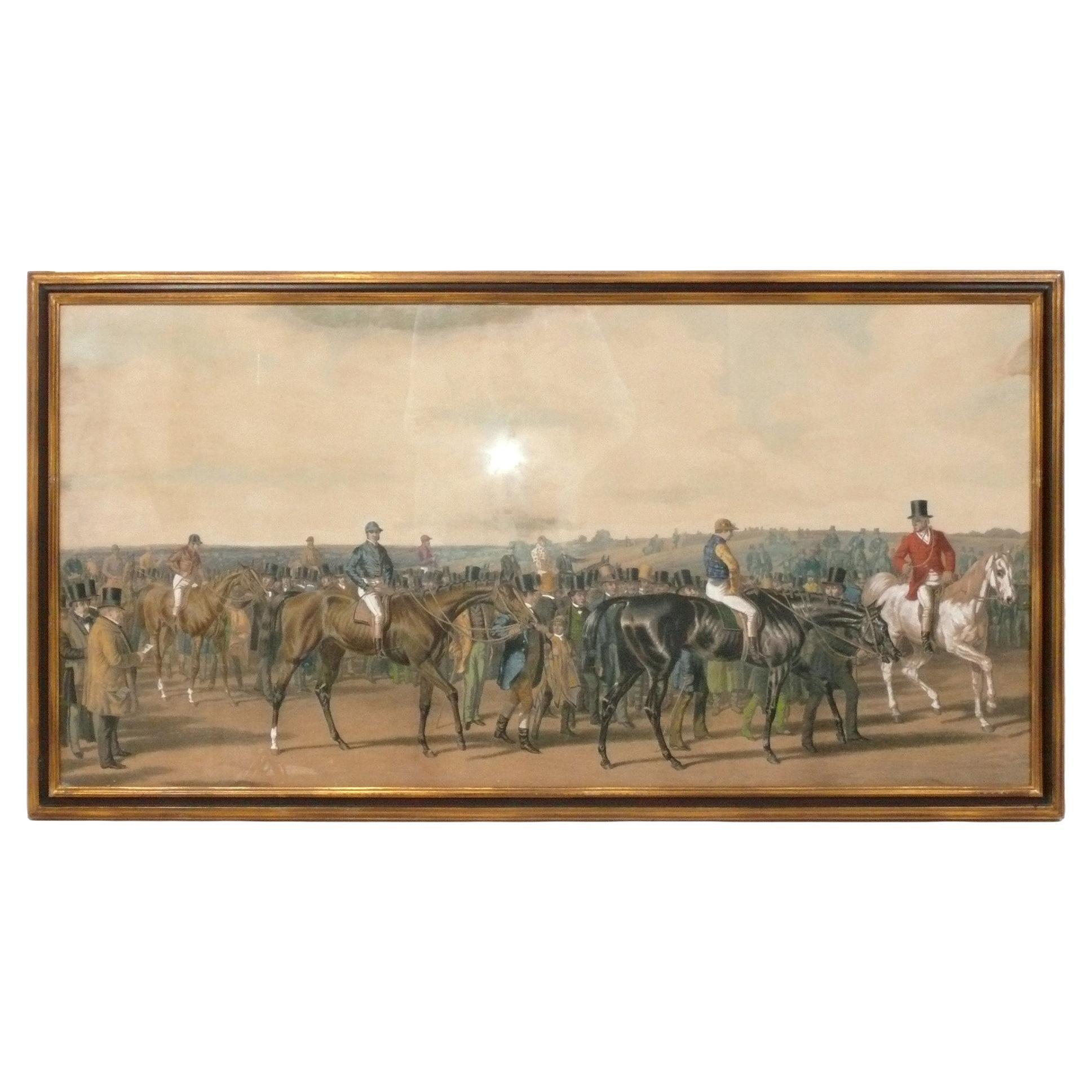 Litografía a gran escala de una escena de caza inglesa del siglo XIX 44" x 23"