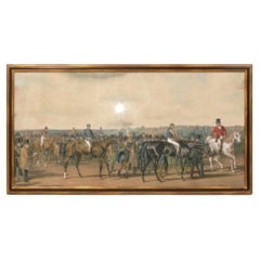 Litografía a gran escala de una escena de caza inglesa del siglo XIX 44" x 23"