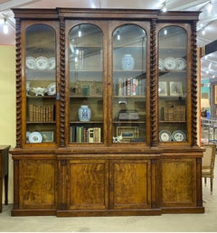 Large Scale 19th Century English Pollard Oak Breakfront Bookcase