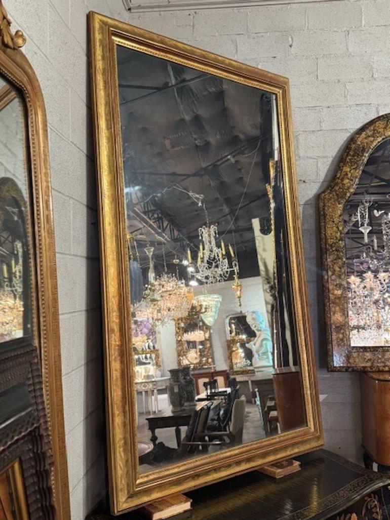Large Scale 19th Century French Directoire Gold Gilt Mirror In Good Condition For Sale In Dallas, TX