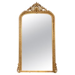 Antique Large Scale 19th Century French Louis XVI Giltwood Mirror