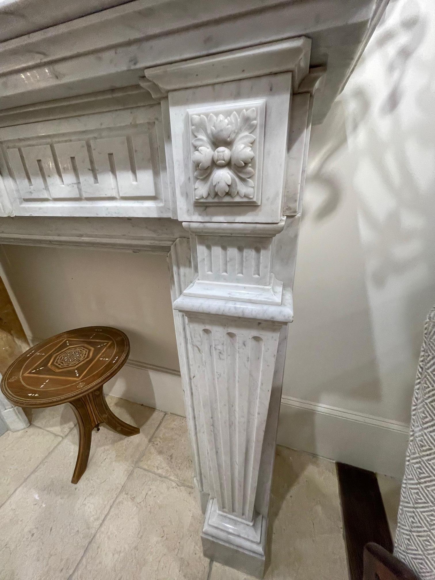 Large Scale 19th Century French Louis XVI Style Marble Mantel In Good Condition In Dallas, TX