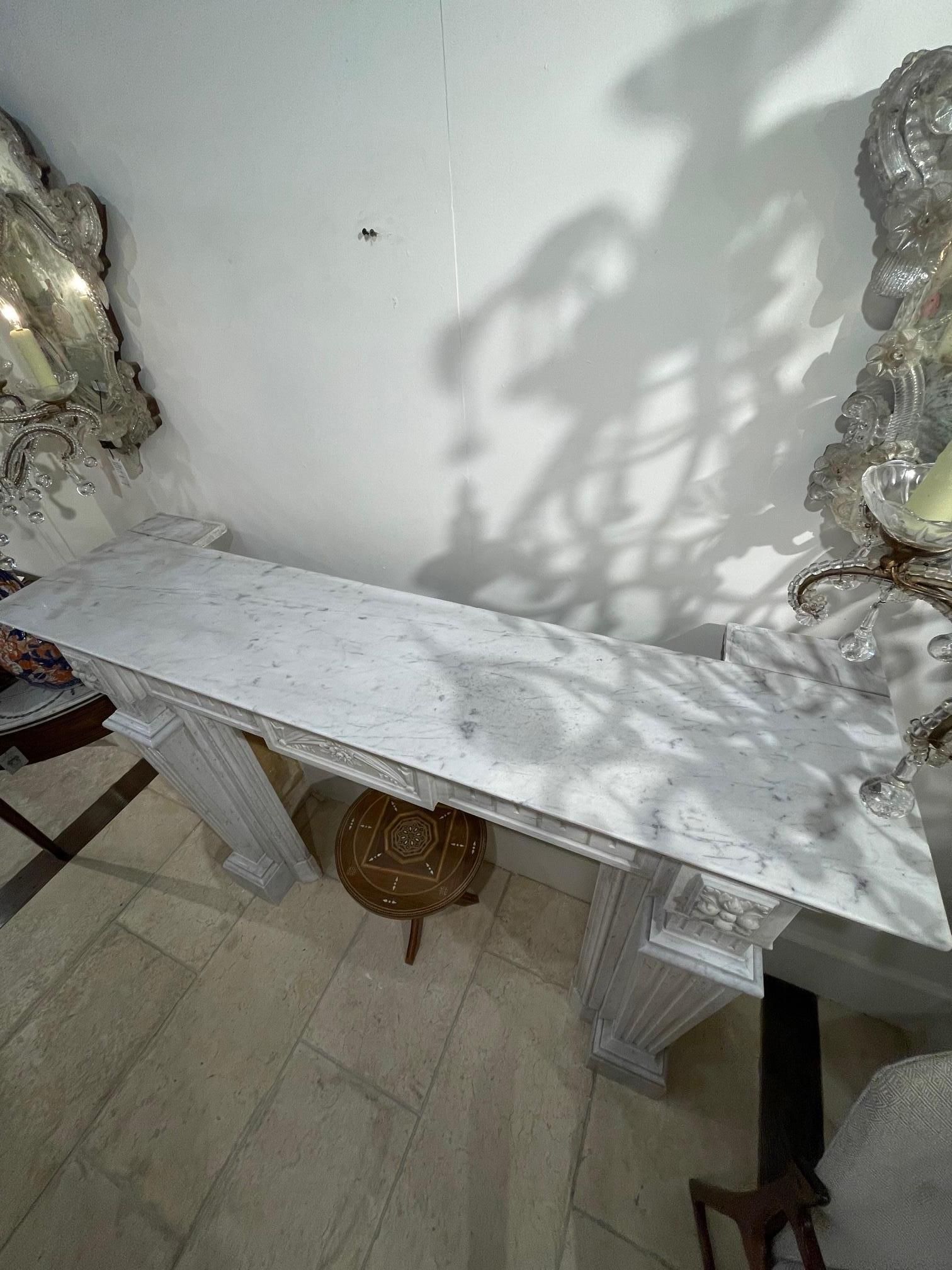 Large Scale 19th Century French Louis XVI Style Marble Mantel 2