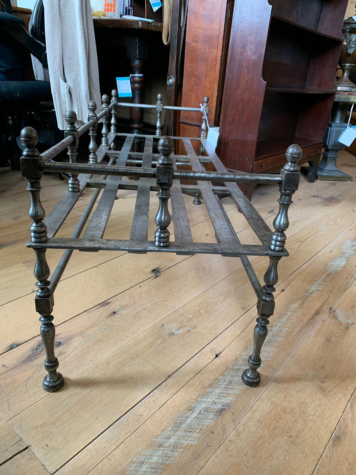 Large Scale 19th Century French Polished Steel Fireplace Trivet / Footman For Sale 7