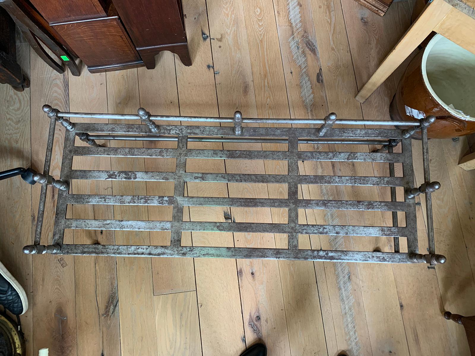 Large Scale 19th Century French Polished Steel Fireplace Trivet / Footman For Sale 3