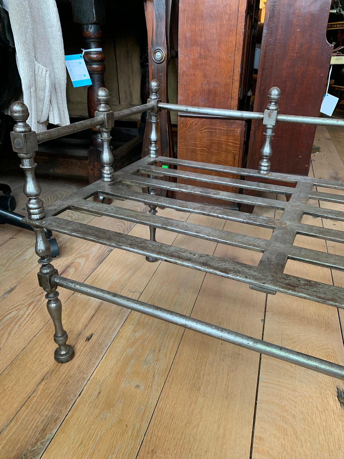 Large Scale 19th Century French Polished Steel Fireplace Trivet / Footman For Sale 4