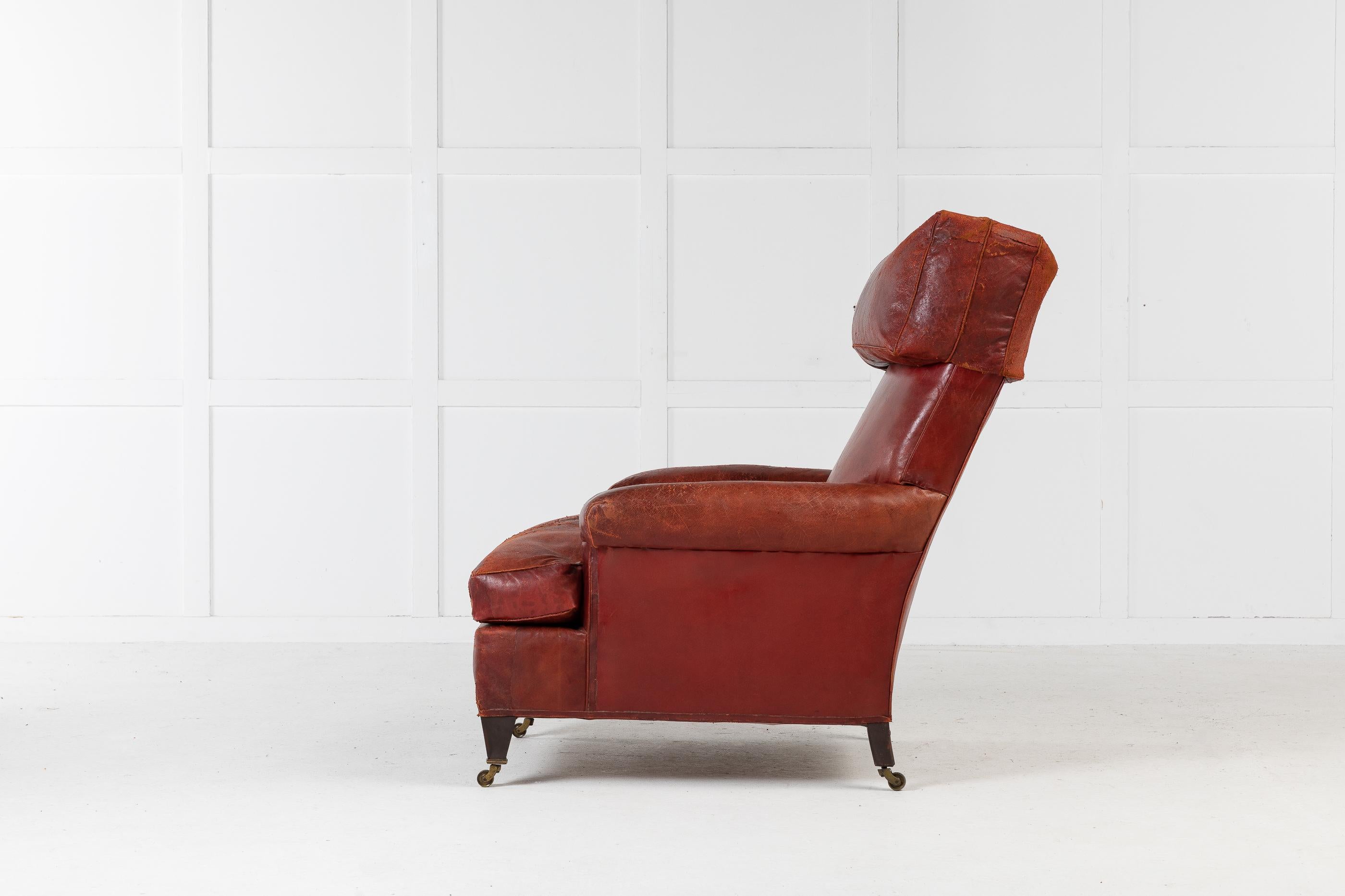Large Scale 19th Century French Red Leather Armchair In Good Condition In Gloucestershire, GB