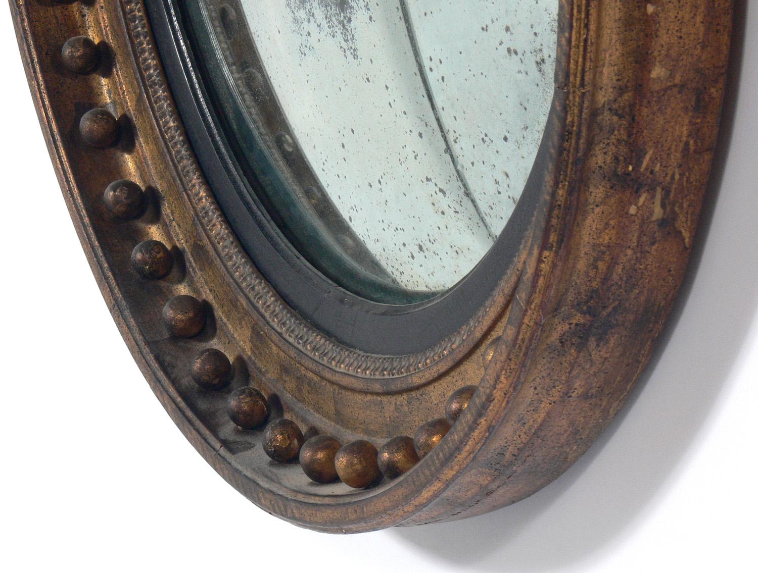 English Large Scale 19th Century Gilt Convex Mirror