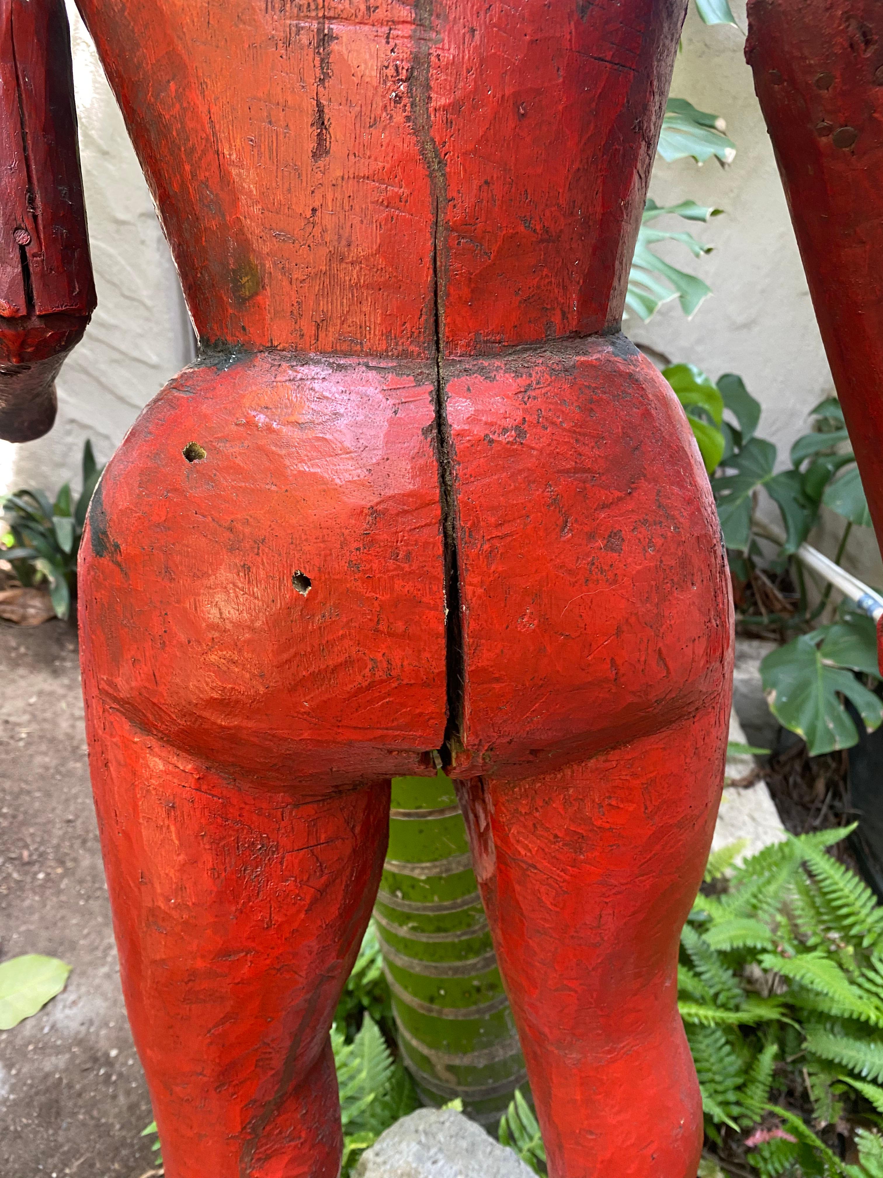 Diablo (figure de satyre) en bois sculpté guatémaltèque du XIXe siècle de grande taille en vente 7