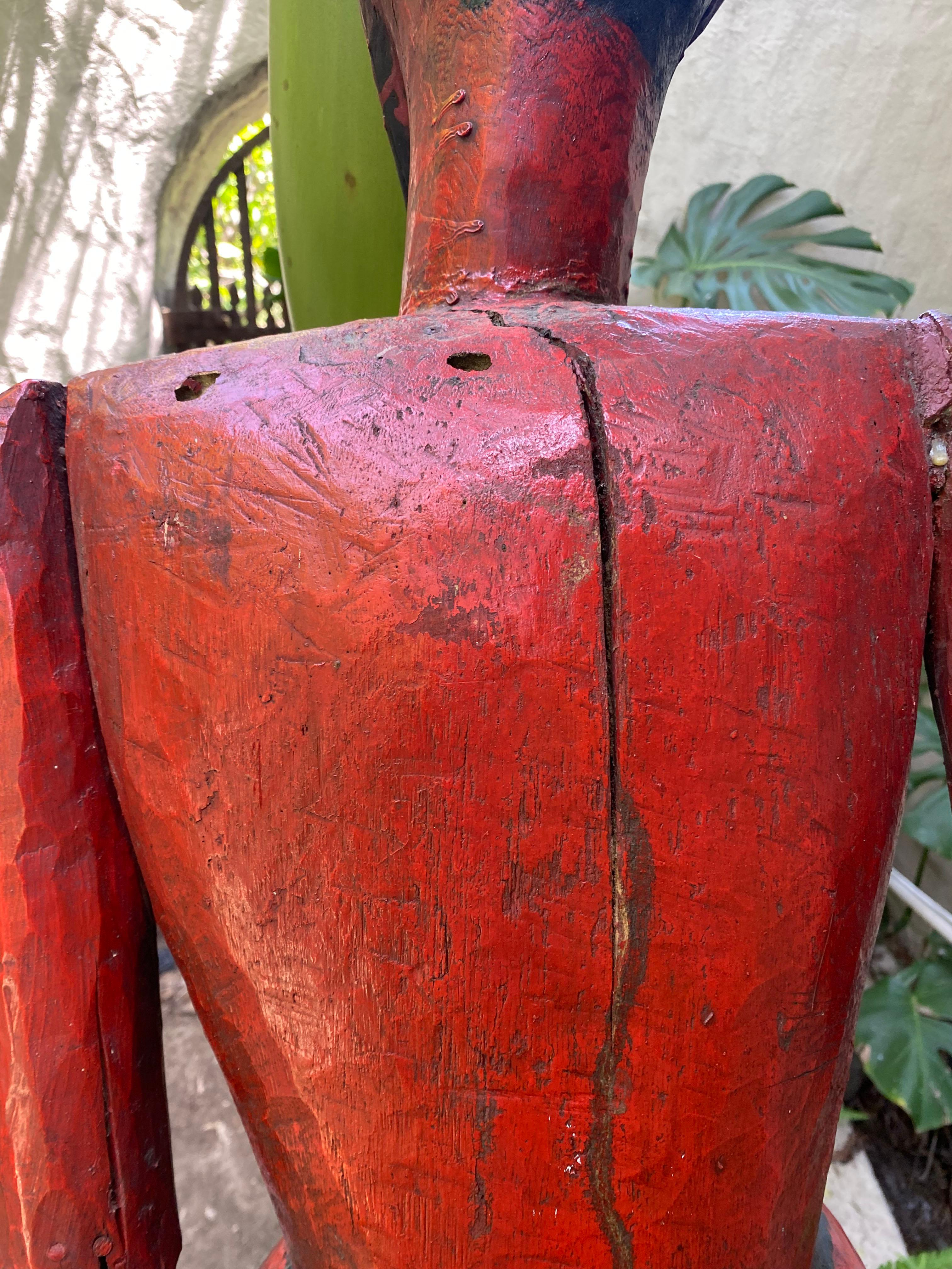 Diablo (figure de satyre) en bois sculpté guatémaltèque du XIXe siècle de grande taille en vente 8