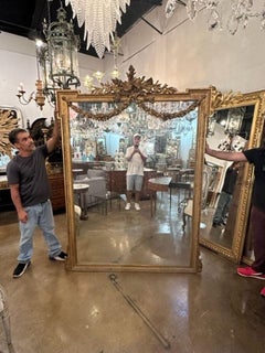 Large Scale 19th Century Louis XVI Carved and Giltwood Floor Mirror