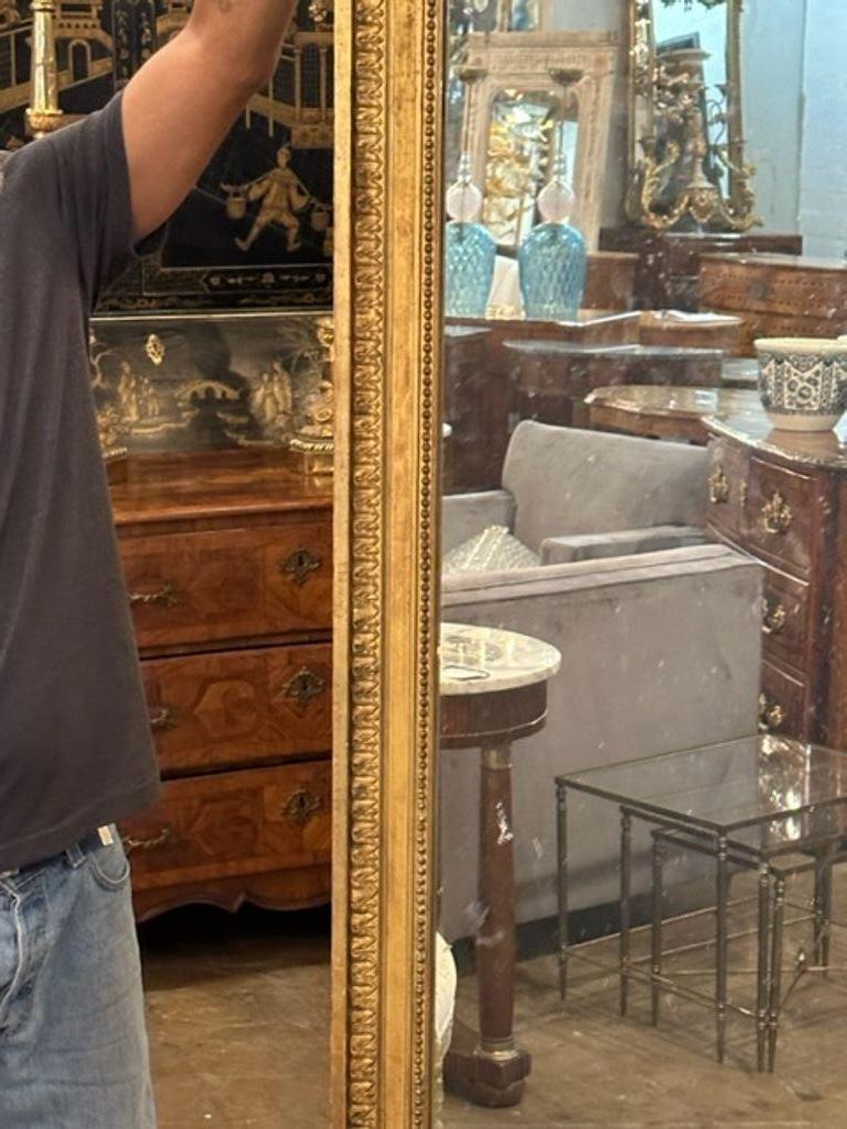 Large Scale 19th Century Louis XVI Carved and Giltwood Floor Mirror For Sale 1