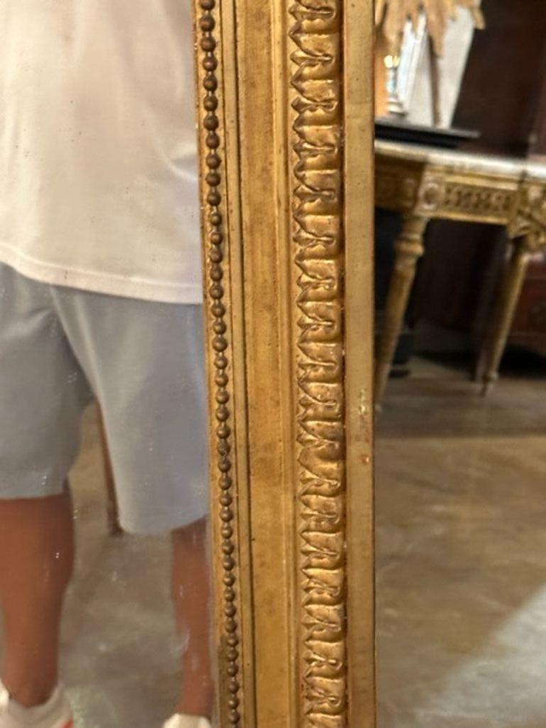 Large Scale 19th Century Louis XVI Carved and Giltwood Floor Mirror For Sale 2