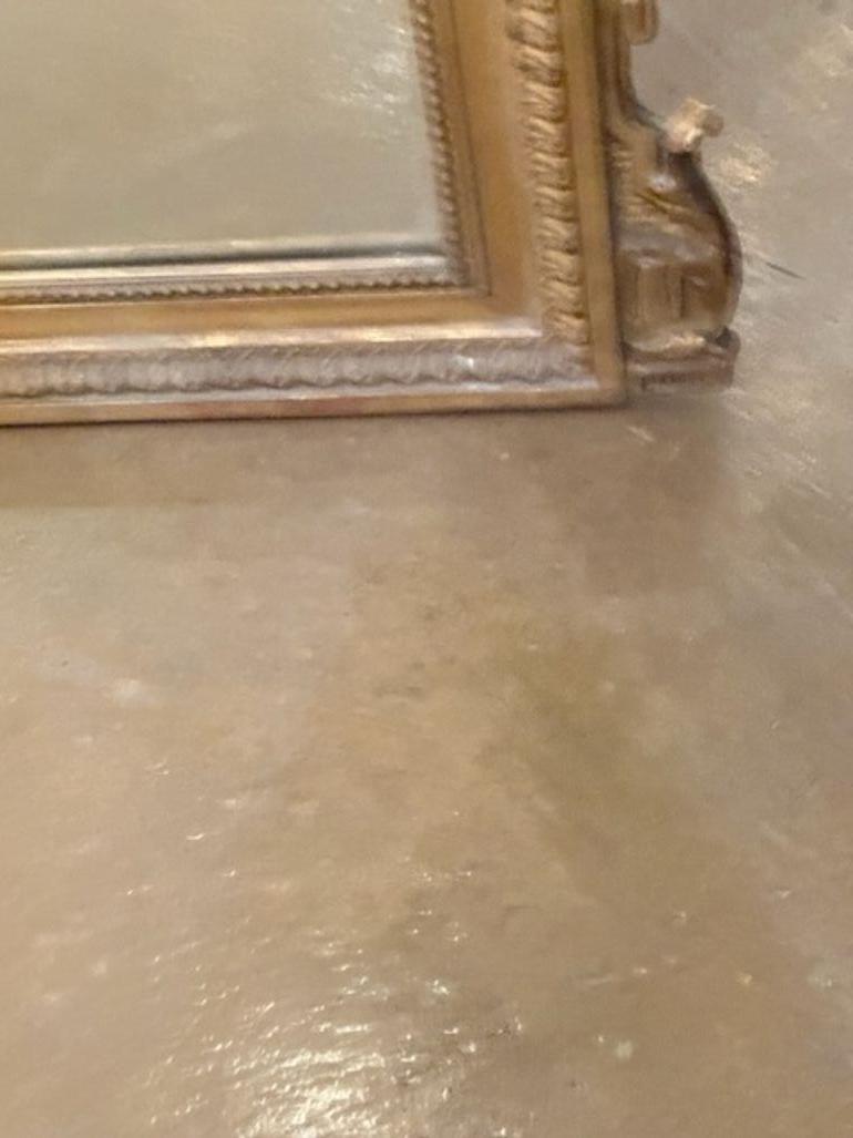 Large Scale 19th Century Louis XVI Carved and Giltwood Floor Mirror For Sale 4