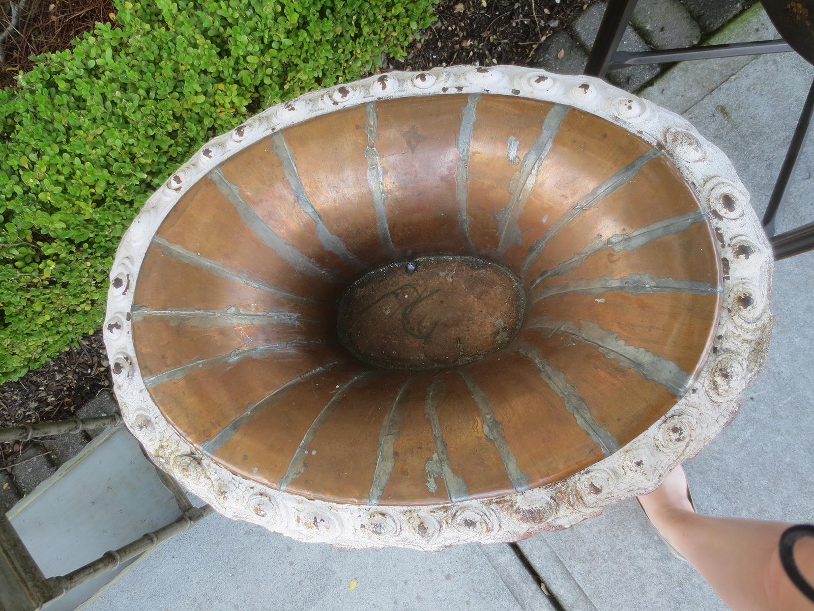 Large Scale 19th Century Painted Iron Urn with Copper Liner For Sale 1