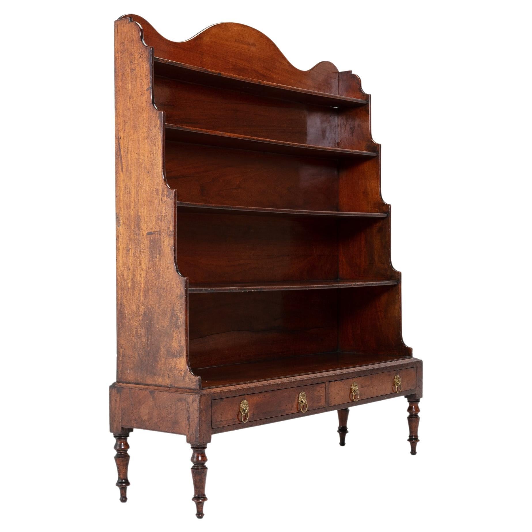Large Scale 19th Century Regency Mahogany Waterfall Bookcase For Sale
