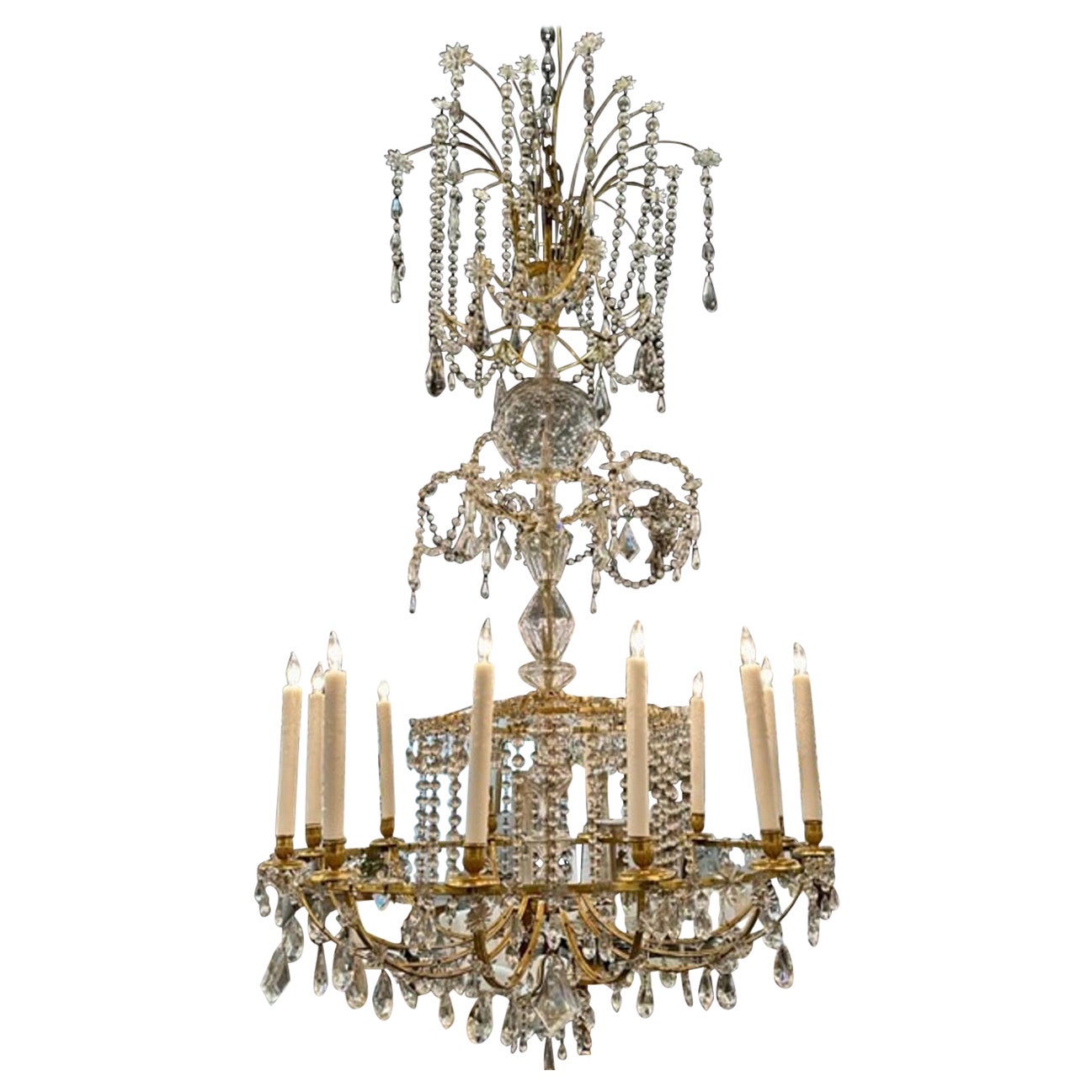Lustre en bronze doré russe du XIXe siècle de grande taille en vente