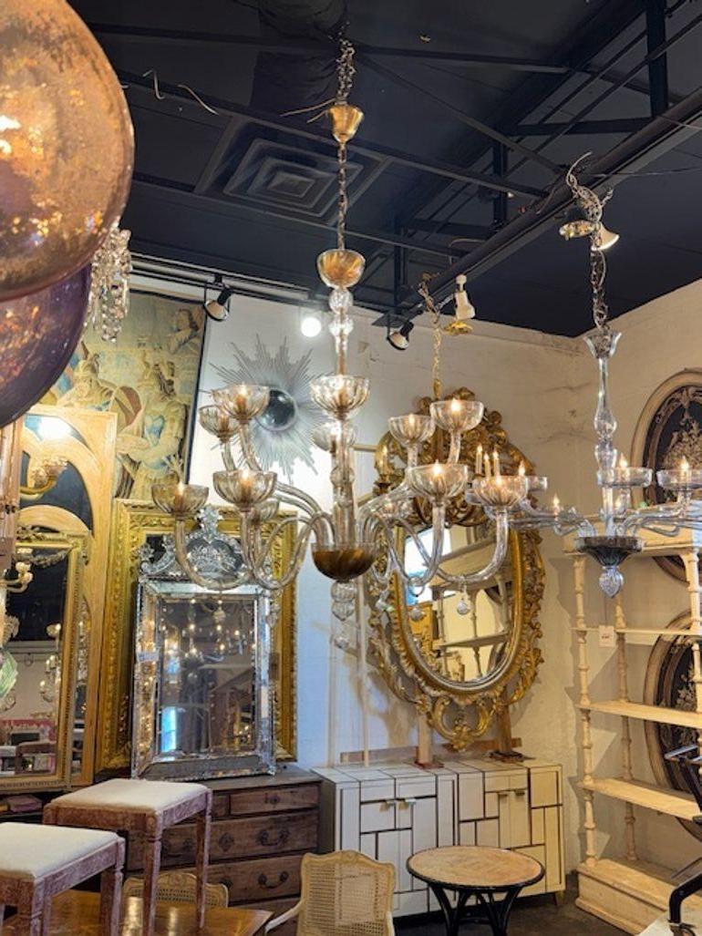 Contemporary Large Scale 2 Tier Murano Glass Chandelier in Fume Glass For Sale