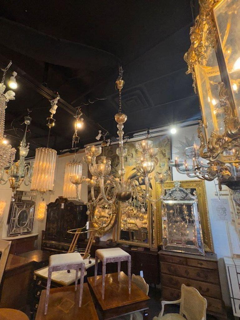 Large Scale 2 Tier Murano Glass Chandelier in Fume Glass For Sale 1