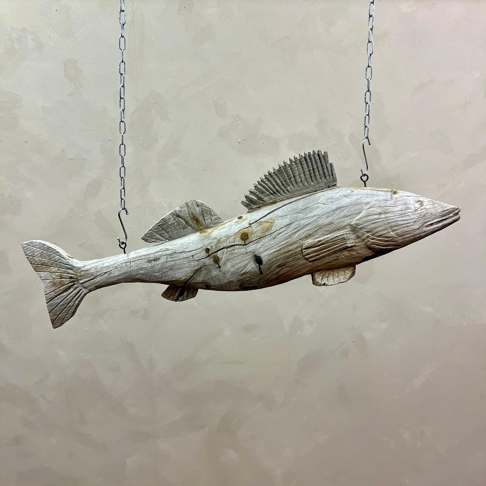 Mid-20th Century Large Scale, 20th Century Hand Carved French Fisherie Trade Sign Folk Art  For Sale