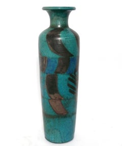 Large Scale 25.5” Pottery Vase by Richard Foye Vermont Art Deco Style Turquoise