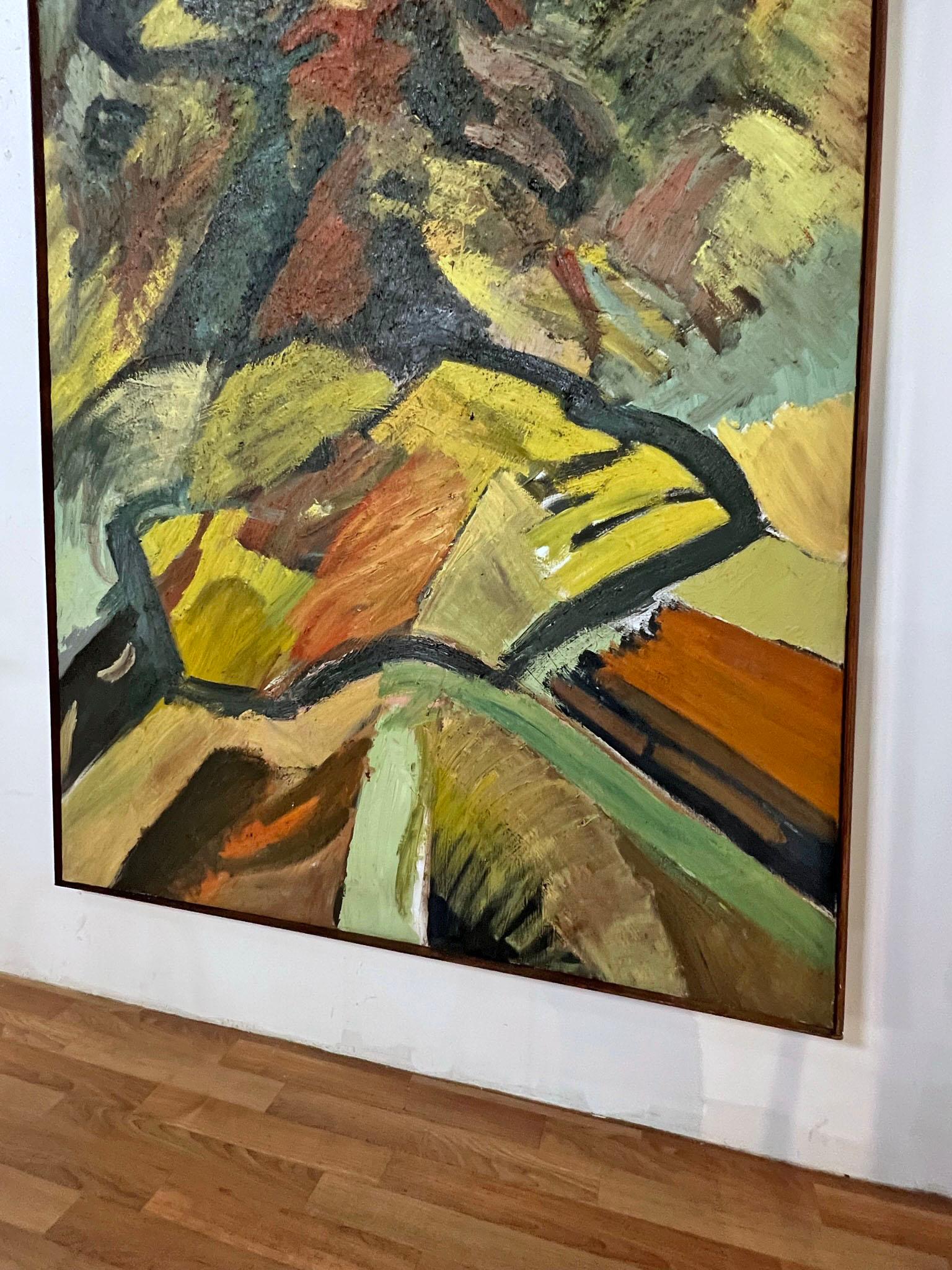 Mid-Century Modern Abstract Expressionist Painting by Harvey Simons, d. 1963