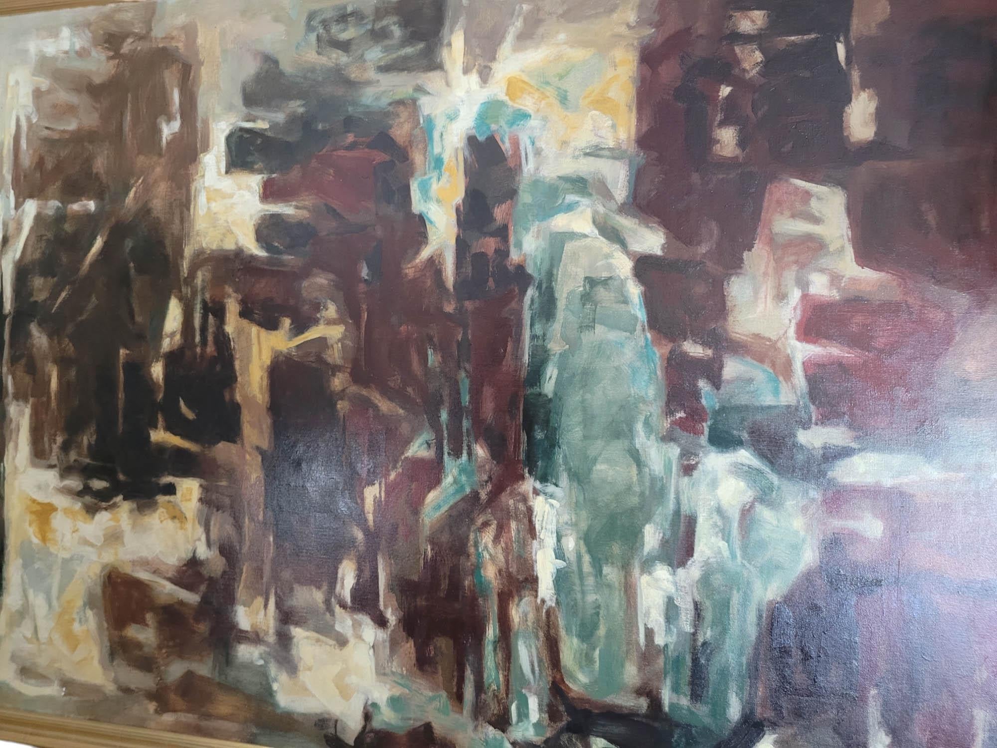 Dieses großformatige Öl auf Leinwand mit dem Titel PEINTURE ist ein beeindruckendes Werk des in Ungarn geborenen französischen Künstlers Paul Kallos,  ist ein eindrucksvolles Beispiel für den abstrakten Expressionismus der Nachkriegszeit. Die