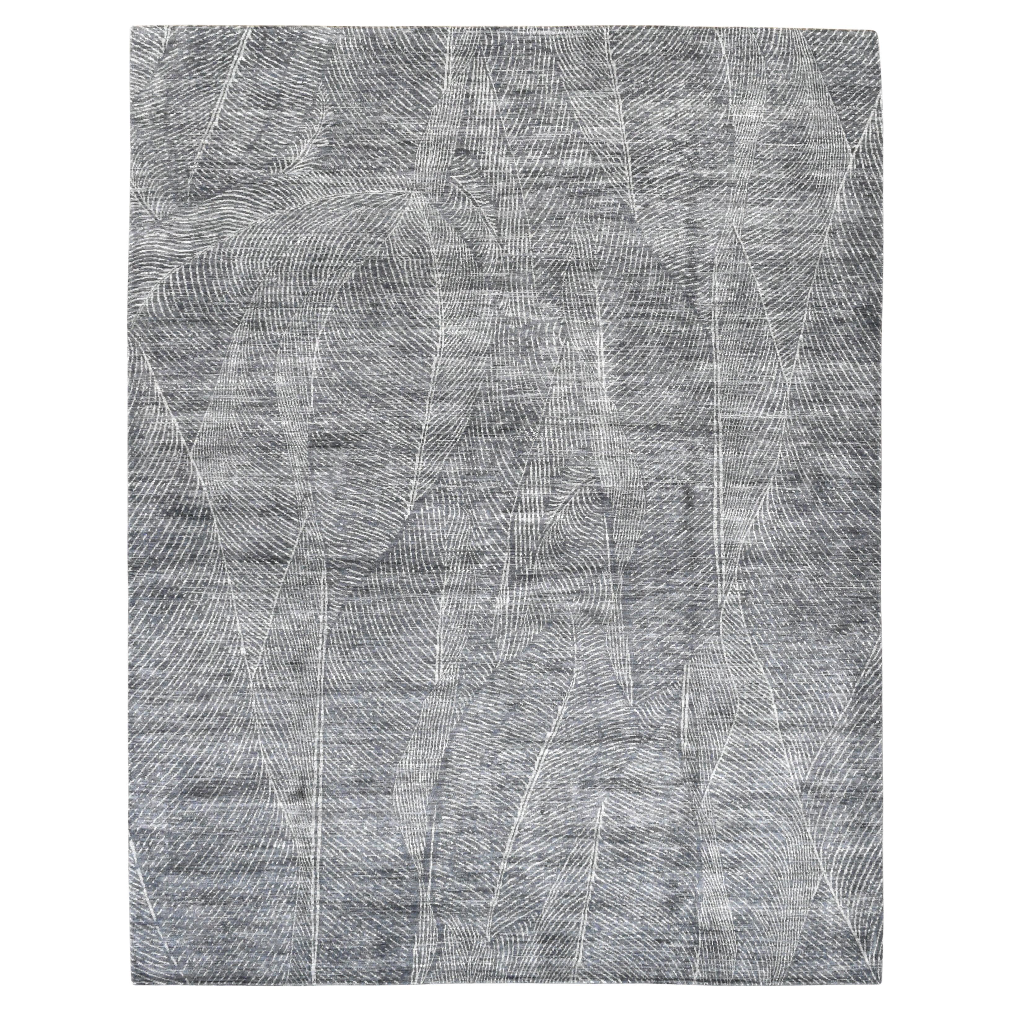 Foglie astratte in grande scala disegnate  Tappeto in lana fine 9'1''x11'6''
