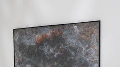 Panneau abstrait à grande échelle de techniques mixtes dans des tons neutres et oxydés Métal