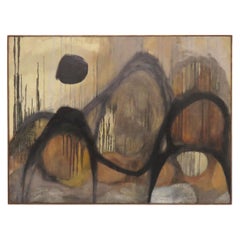 Large Scale Abstract Oil Titled "Bar Harbor Disaster" by Polly Doyle, Dated 1958
